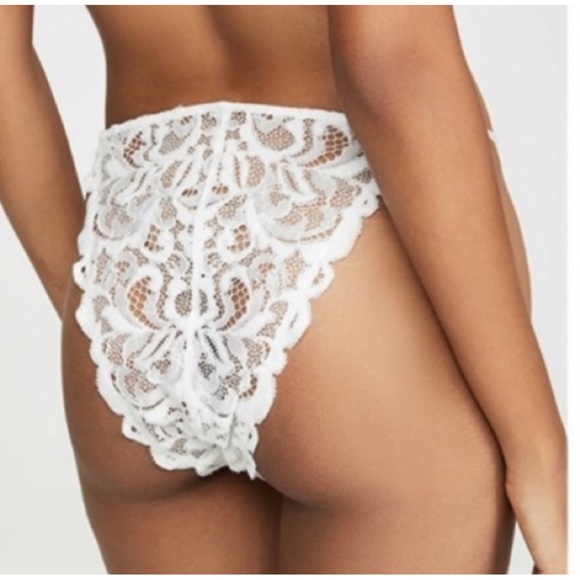 Free People Reese High Waisted Tanga Panty in Ivory NWT Sz L - Picture 4 of 10